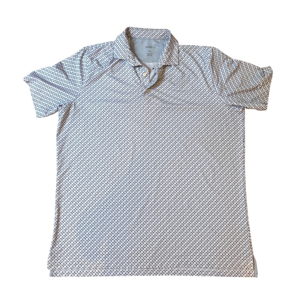 johnnie-O Polo Shirt Mens Blue Geometric Performance Stretch Golf SIZE XL